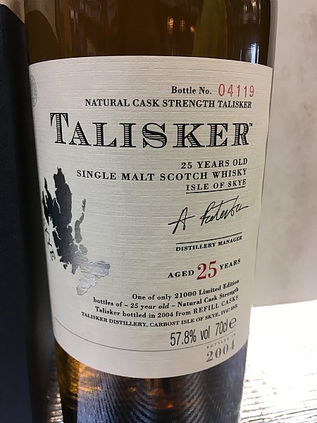 TALISKER 25年 700ml 57.8% 2004年ボトリング Talisker 25 Year Old, Single Malt Scotch Whisky - Diageo Rare