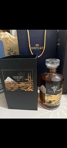 【極美品】響21年花鳥風月　空瓶&箱 出清～日本機場免稅限定版～響21年有3瓶白外套提袋卡片:::P9品酒網:::