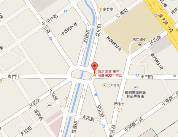 旭品洋酒原東門城圓環店 店家位置圖